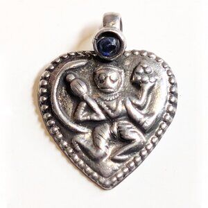 Sterling Silver heart shape charm with Hindu deity Hanuman